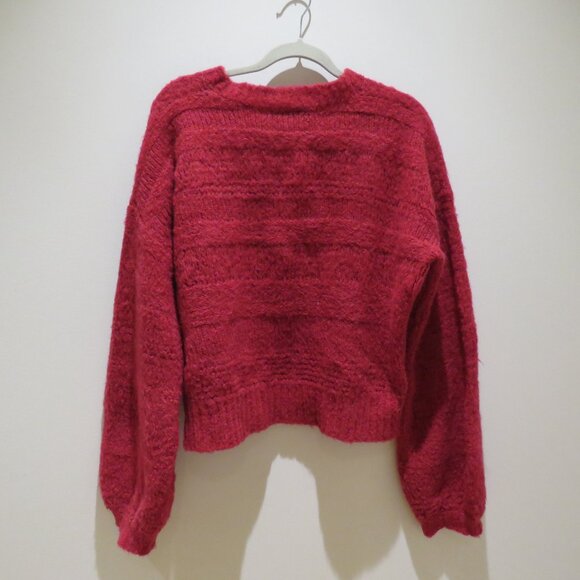JOIE Blanche Crew Neck Alpaca Wool Blend Sweater in Fuchsia Red Quiet Luxury - Picture 9 of 14